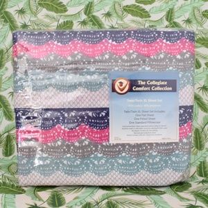 NEW Pink & Blue Lace Print Bedsheets Dorm Sheet Set | Twin XL
